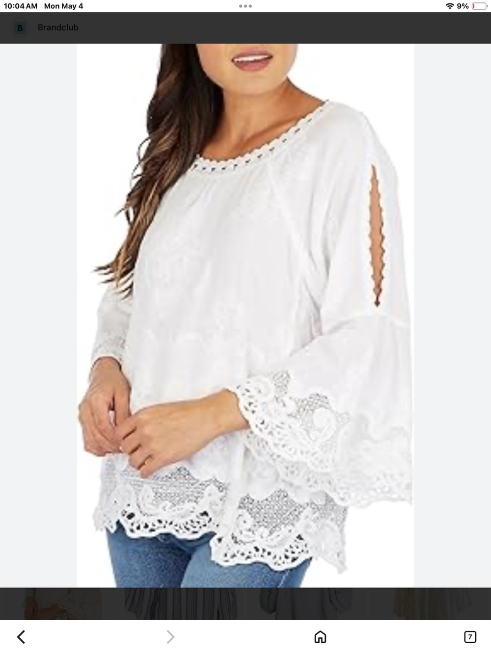 Democracy White Lace-Trim Peasant Top S